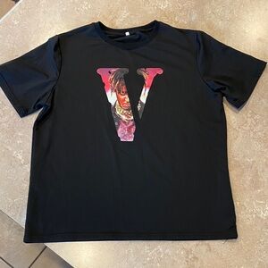 VLONE Black Tee with Graphic V Design